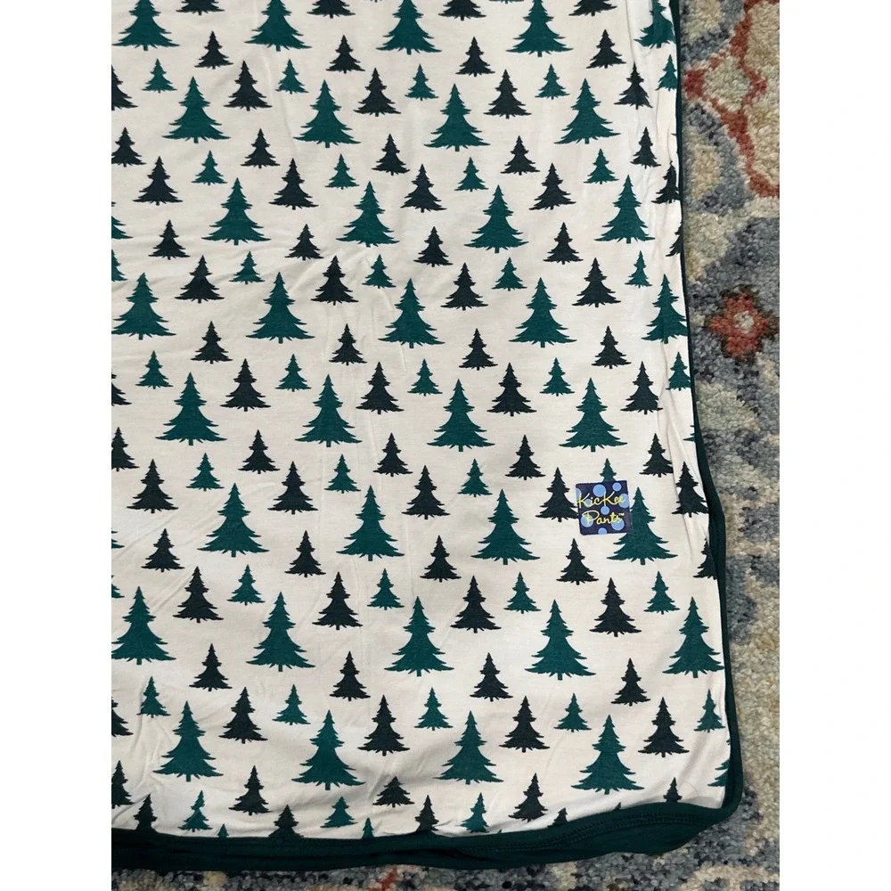 Kickee Pants Double Layer Blanket Boys One Size Green Pine‎ Tree EUC